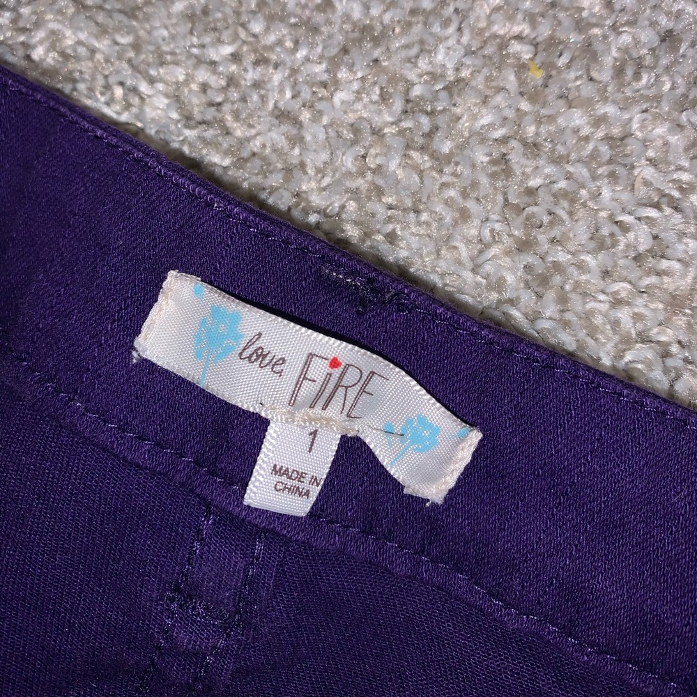 love Fire purple jean shorts size 1 - Picture 4 of 6